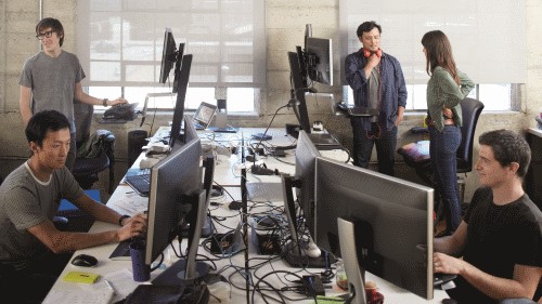 Professionals working on computers