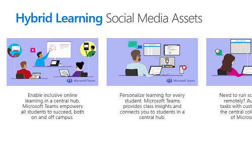 A page with Hybrid learning social media assets material
