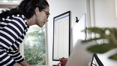 Professional working remotely from home office