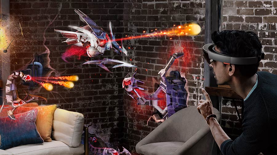 Man with VR gear playing virtual game