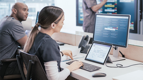 Woman working in office on computer