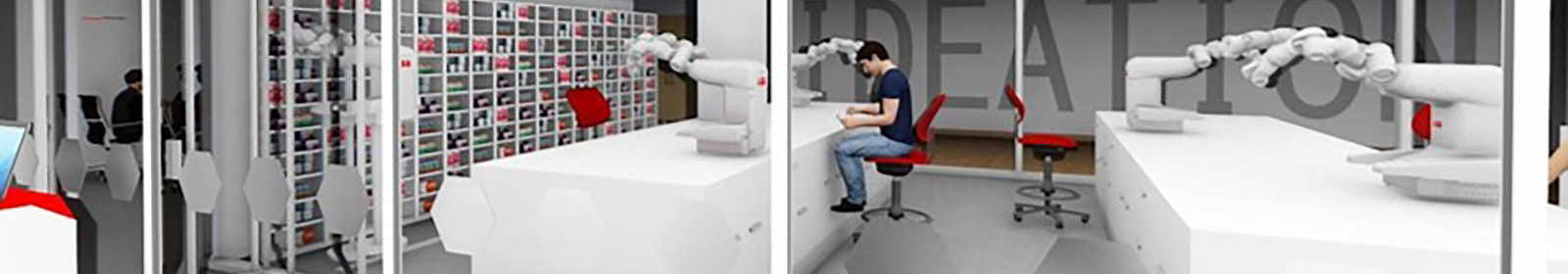 Man working with robots in lab