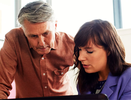 Two people collaborating