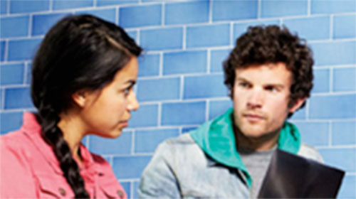 Two coworkers having a discussion