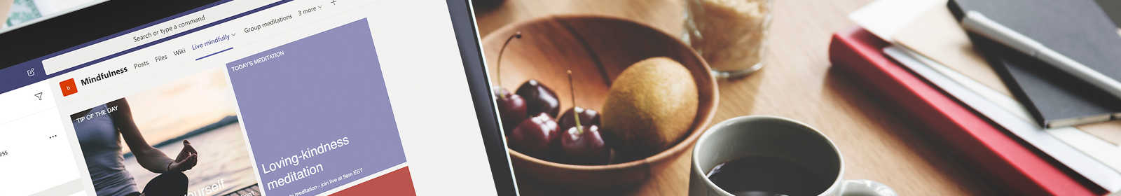 Laptop showing BindTuning template for Microsoft Teams