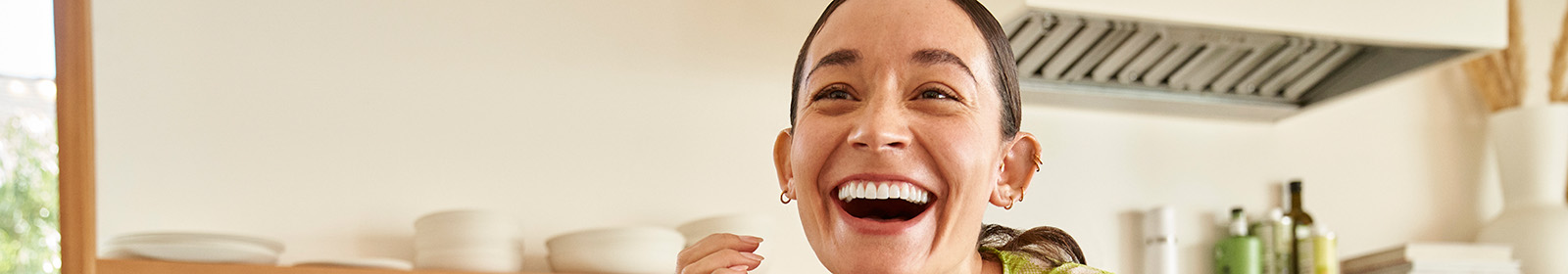 Close-up of a woman laughing
