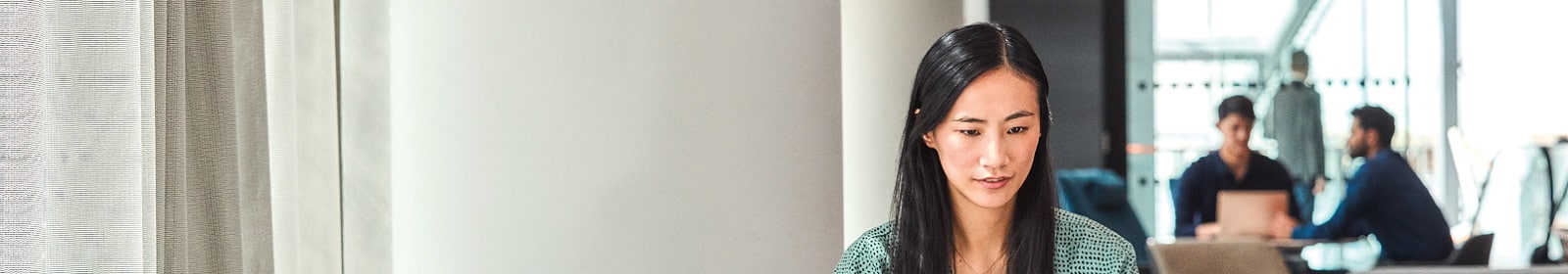 A woman works in an office