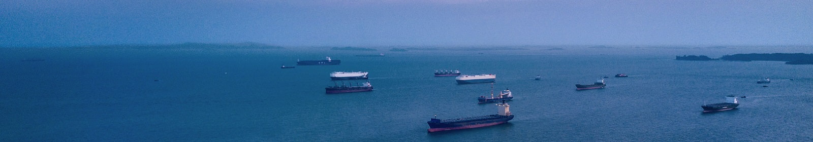 Cargo ships wait offshore to dock