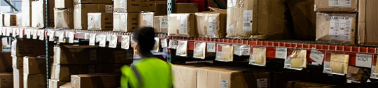 Items in a warehouse await shipping