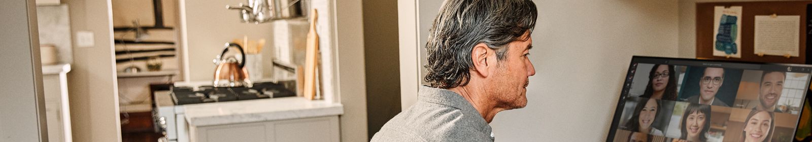 Man using Microsoft Teams on a laptop