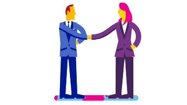 Illustration of two people shaking hands