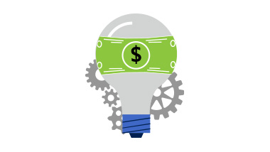 Illustration of light bulb with dollar sign 