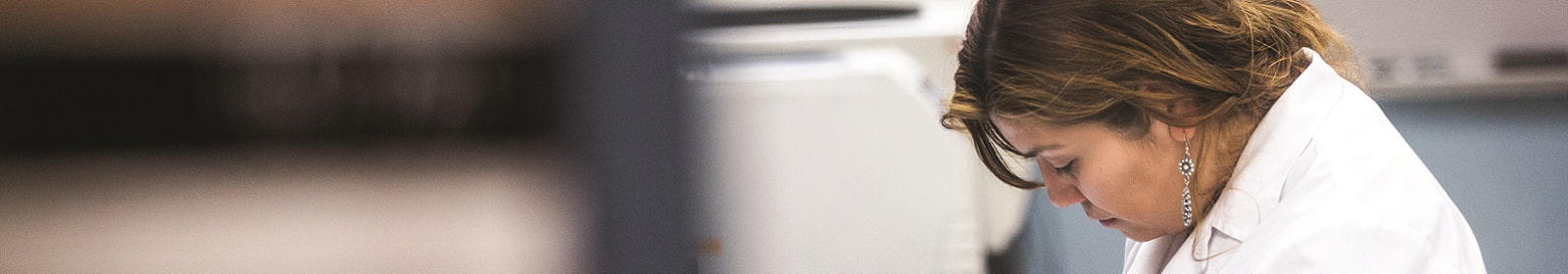 A woman works in a medical lab