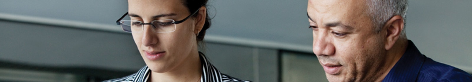 A man and a woman work together