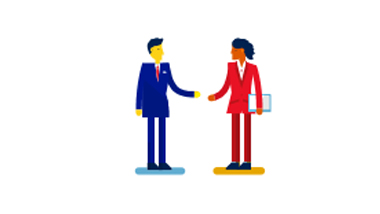 Illustration of two people shaking hands 
