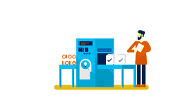 Illustration of man at machine