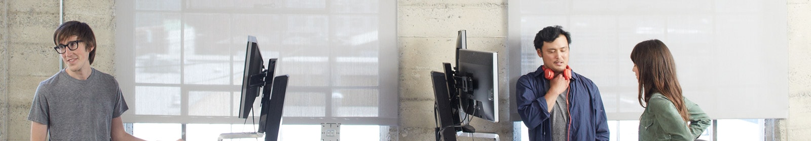 People working and talking in office