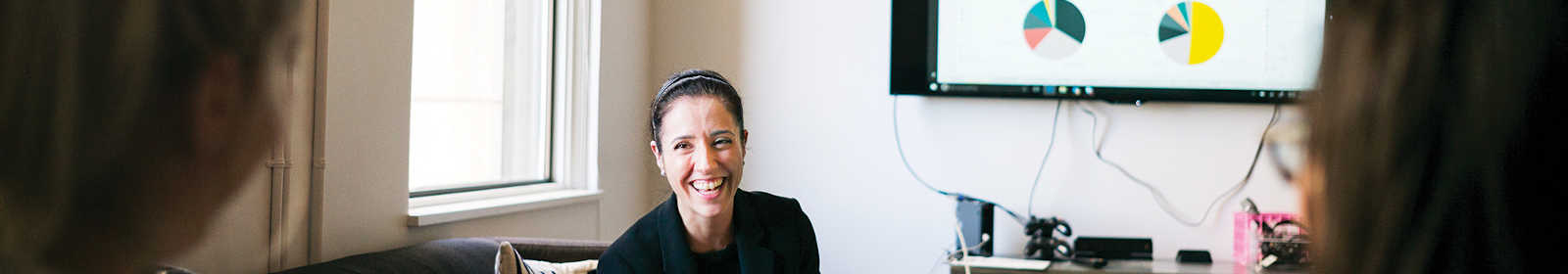 Employee presenting with data