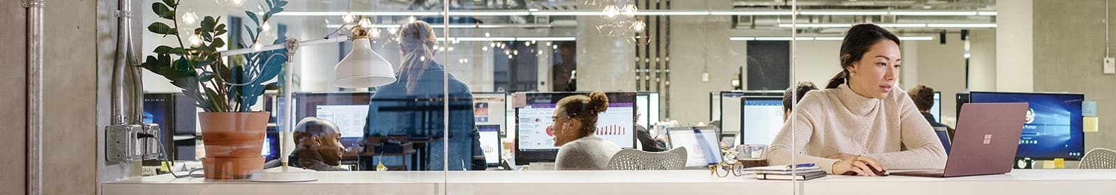 Employees work in an office