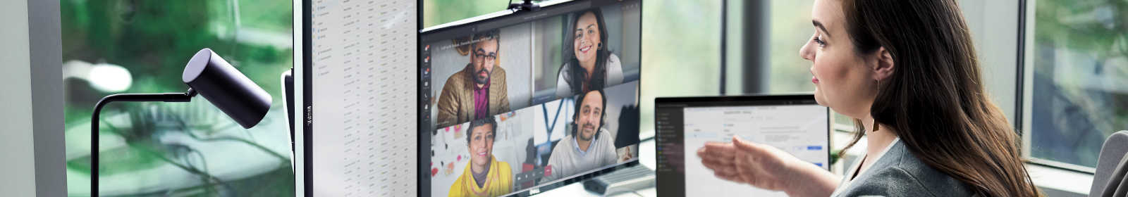 Woman using Microsoft Teams