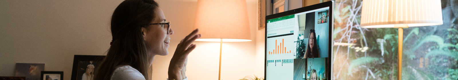 Woman working from home with Microsoft Teams