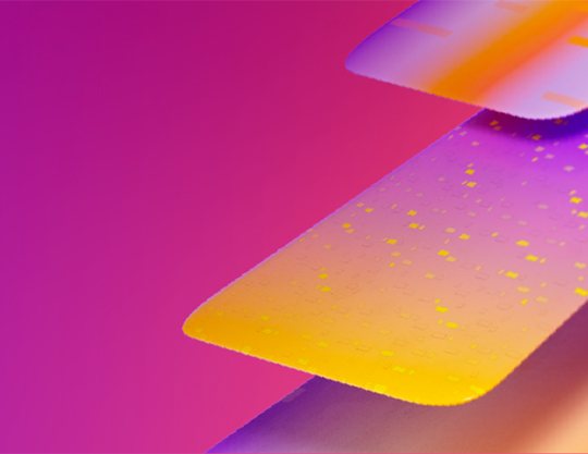 purple background with multi-colored shapes