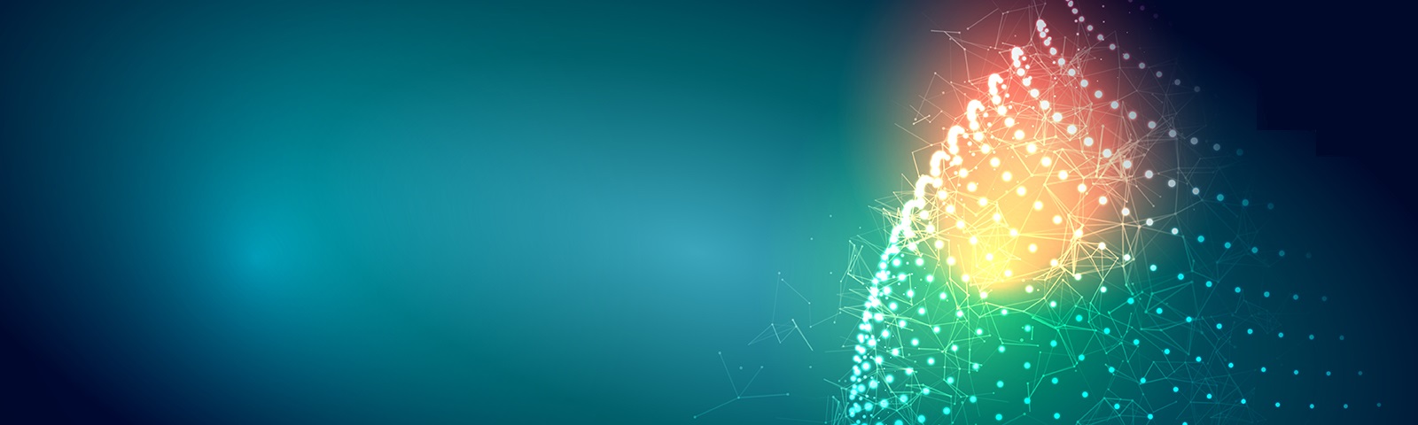 a 1/4 part of a spherical object composed of white dots crackling with red, orange, yellow and green electric energies