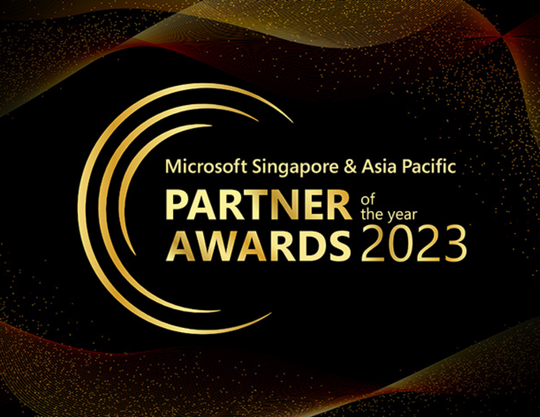 black background with text Microsoft Singapore and Asia Pacific Partner of the Year Awards 2023
