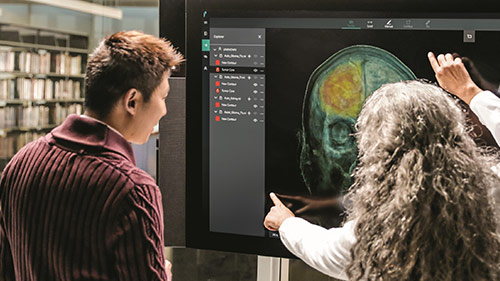 man and woman discussing on system