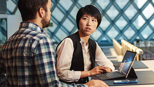 Two person in conversation