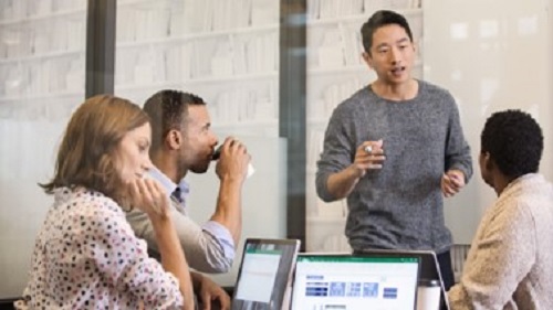 A man leading a meeting