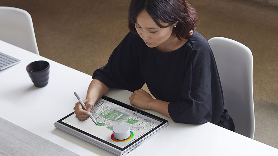 Woman working on tablet