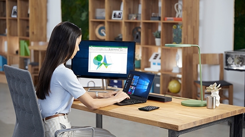 woman working on laptop