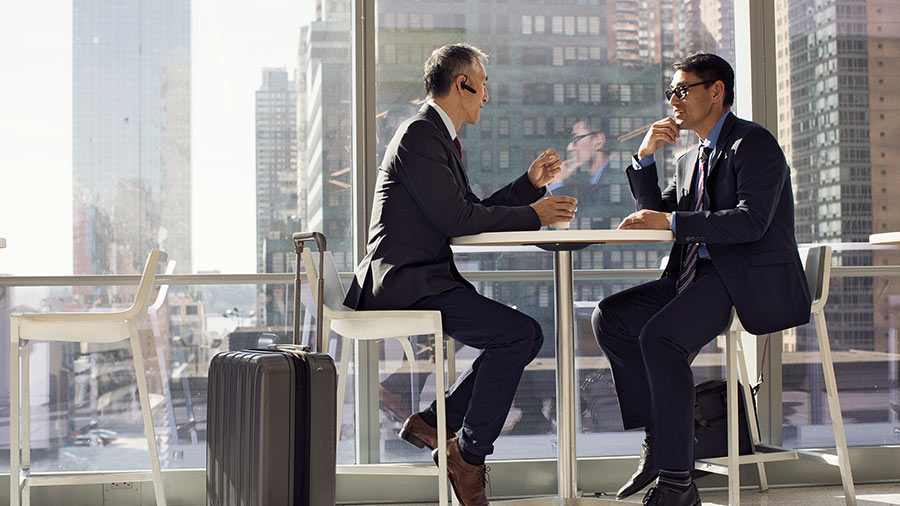 Two men are in conversation