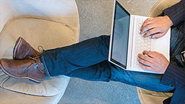 man working on laptop