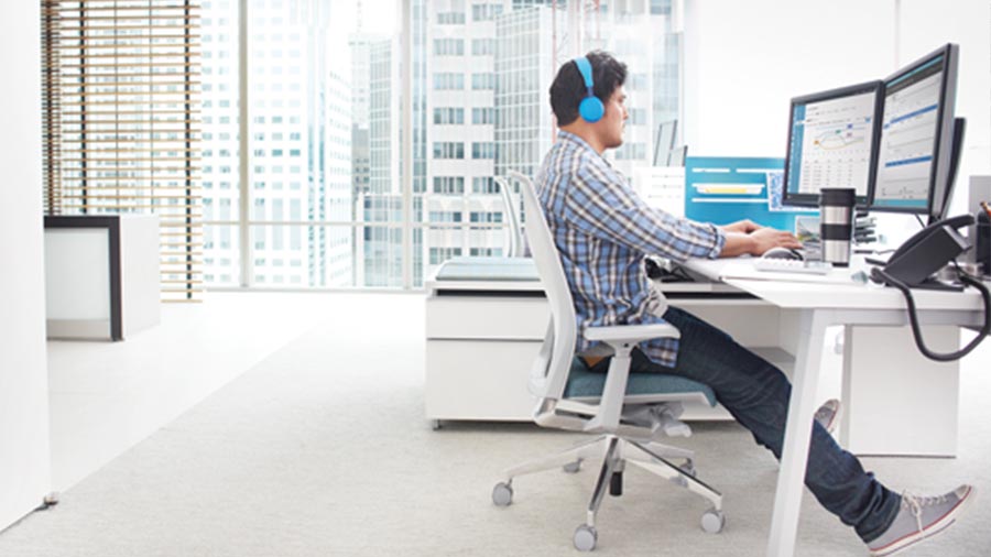 man working in office