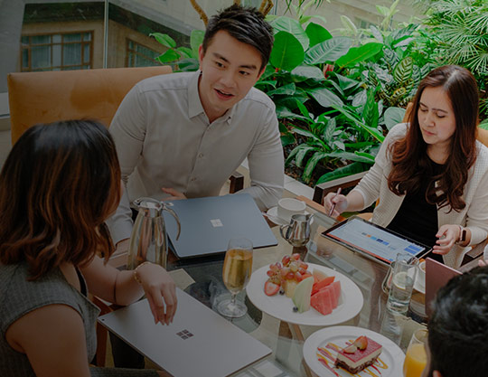 colleague working around the table