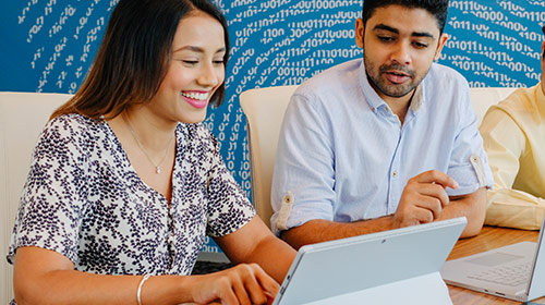 Man and woman working together