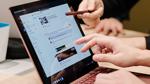 person working on laptop