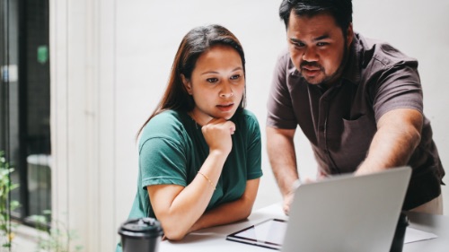 man and woman working