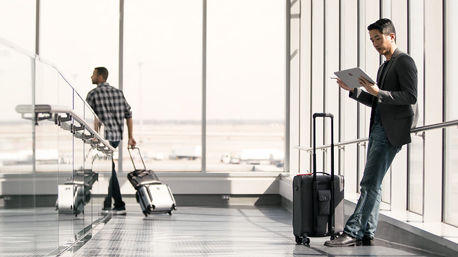 man standing at airport