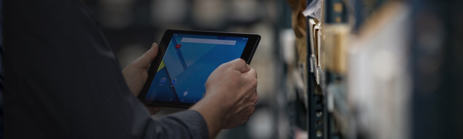 Man holding on device