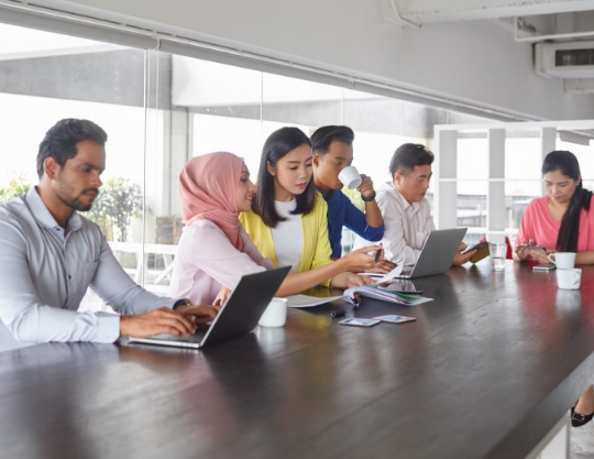 people working in office