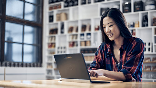 woman working on laptop