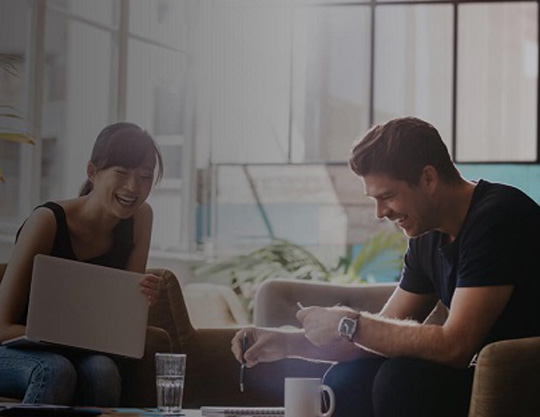 Two people are in conversation