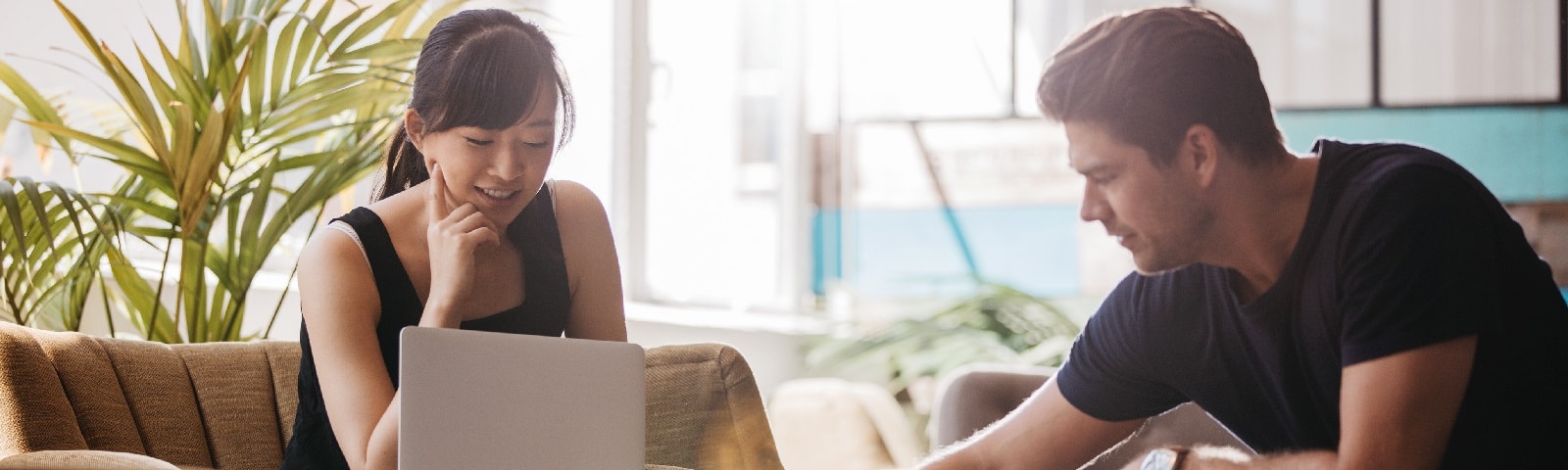 Two people are in conversation