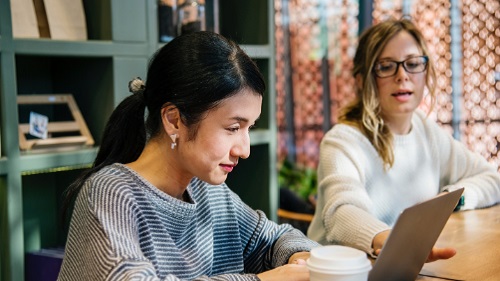 woman working on laptop