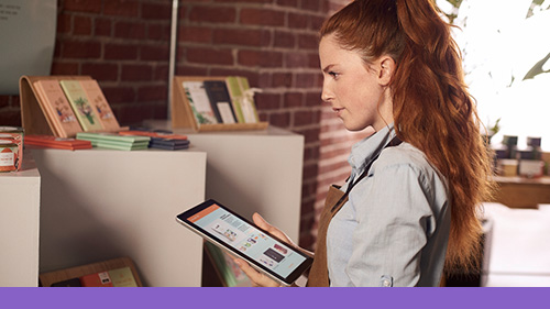Waitress using a tablet
