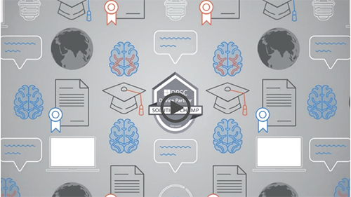 Das Bild zeigt Illustrationen von einem Gehirn, Dokumenten und einem Absolventenhut. In der Mitte steht Device Partner Solution Champs