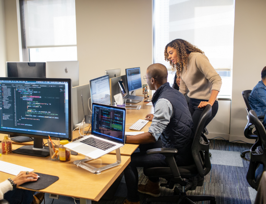 Woman working on a computer